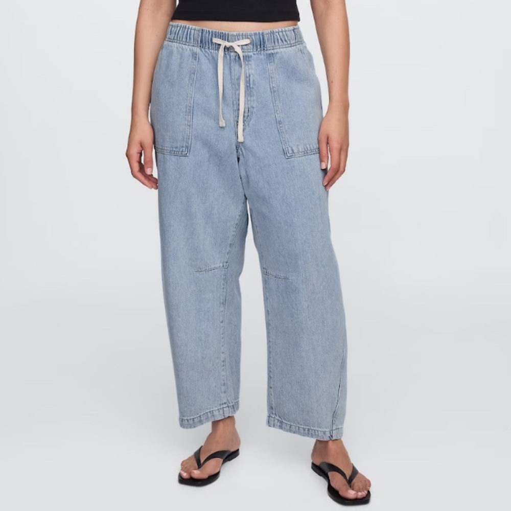 GAP Factory Mid Rise Pull-On Barrel Jeans